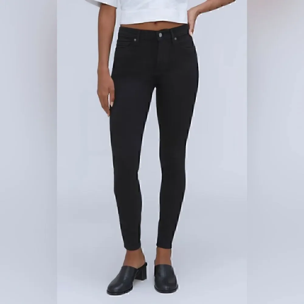NWT Everlane The Mid-Rise Skinny Stretch Jean in Black Size 24 Ankle